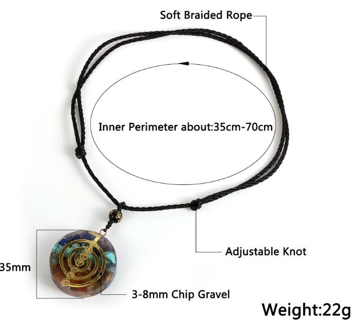 Shungite Natural Wearable EMF Orgonite 7 Chakra Energy Meditation Pendant Jewelry Gift Crystal Necklace Energy Pendant Protection Mandala